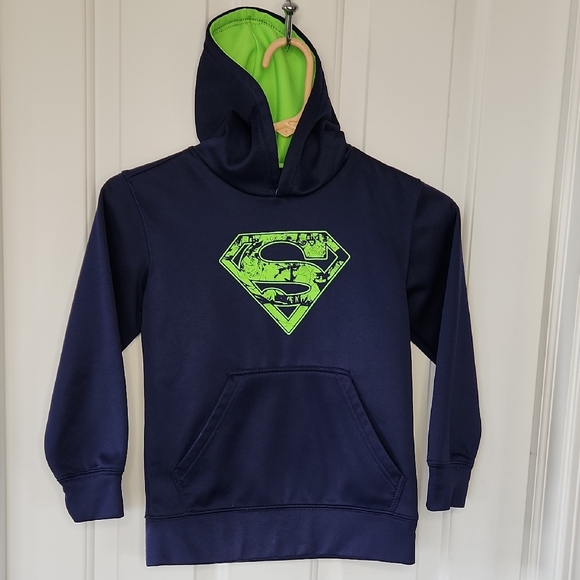 DC Comics Superman Kids Hoodie - Dark Blue and Bright Green - Picture 1 of 4